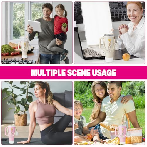 HASTHIP® For Stanley Cup Accessories Charm Kit Set 14PCS Sakura Silicone Straw Cap White Pearl Chain Handle Bottom Sleeve Cup NOT Included HASTHIP® For Stanley Cup Accessories Charm Kit Set 14PCS Sakura Silicone Straw Cap White Pearl Chain Handle Bottom Sleeve Cup NOT Included